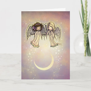 Two Little Angels on a Twinkling Night Art Card