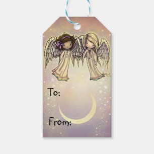 Two Little Angels on a Twinkling Night Art Gift Tags