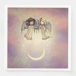 Two Little Angels on a Twinkling Night Art Napkin
