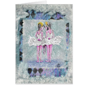 Two Little Ballerinas Holding Shoes