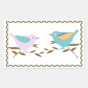 Two little birds Fake stamp Sticker