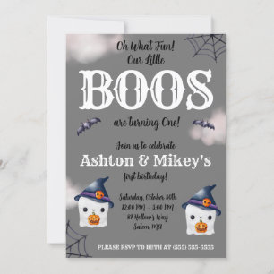 Two Little BOOS are turning 1!  Ghost 1st Birthday Invitation