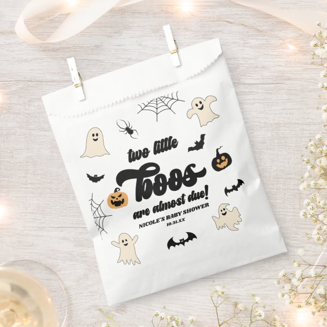 Two Little Boos Twins Halloween Baby Shower Favour Bag (Clipped)