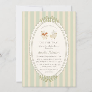 Two Little Chicks Twins Baby Shower Watercolor  Invitation