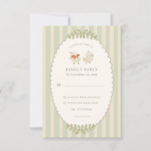 Two Little Chicks   Twins Watercolor RSVP Card