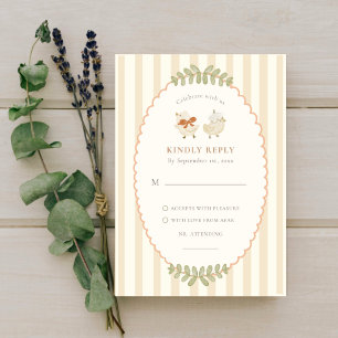 Two Little Chicks Twins Watercolor RSVP Card