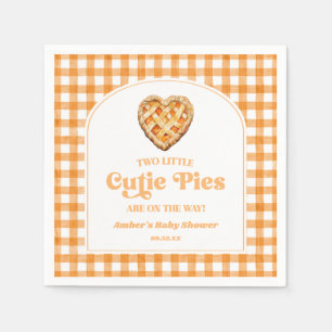 Two Little Cutie Pies Retro Twins Baby Shower Napkin