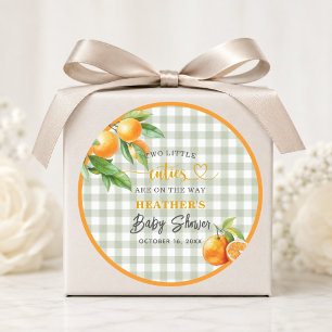 Two Little Cuties are on the Way Baby Shower Classic Round Sticker
