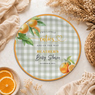 Two Little Cuties are on the Way Baby Shower Paper Plate
