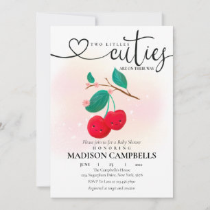 Two Little Cuties Are On The Way Cherry Invitation