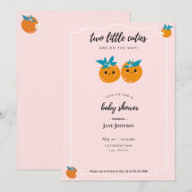 Two Little Cuties Twins Baby Shower Invitation
