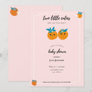 Two Little Cuties Twins Baby Shower Invitation