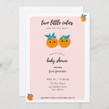 Two Little Cuties Twins Baby Shower Invitation