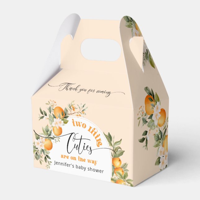 Two little cuties twins citrus baby shower favor box (Front Side)
