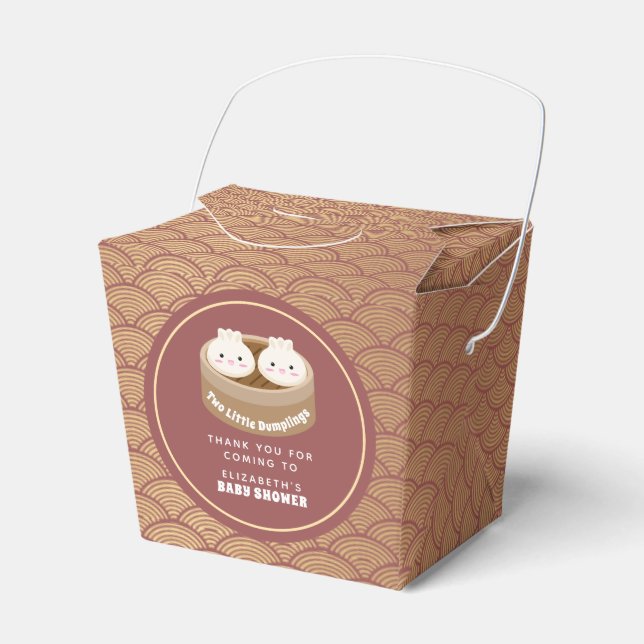 Two Little Dumplings Twins Baby Shower Favor Box (Front Side)