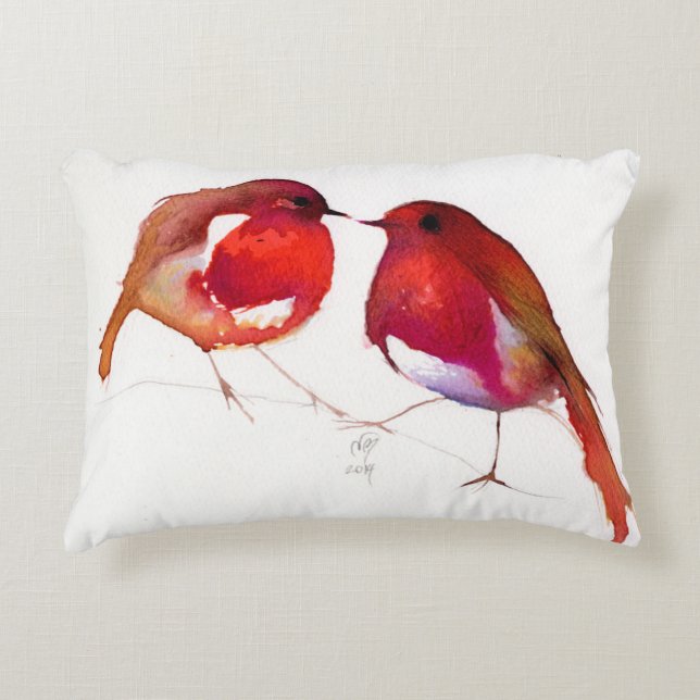 Two Little Ink Birds 2014 Accent Pillow (Front)