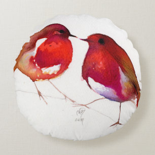 Two Little Ink Birds 2014 Round Pillow