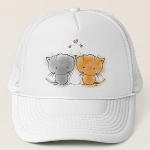 Two Little Kittens Illustration Trucker Hat