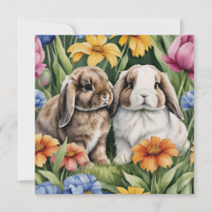 Two Little Lop Bunny rabbits Card