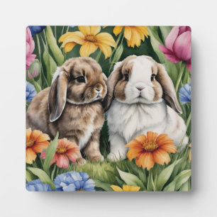 Two Little Lop Bunny rabbits Plaque