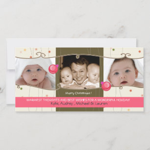 Two Little ornaments - holiday photocard Card