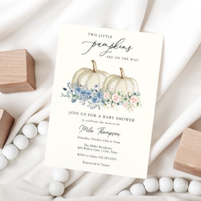 Two Little Pumpkins Baby Shower Invitation (Creator Uploaded)