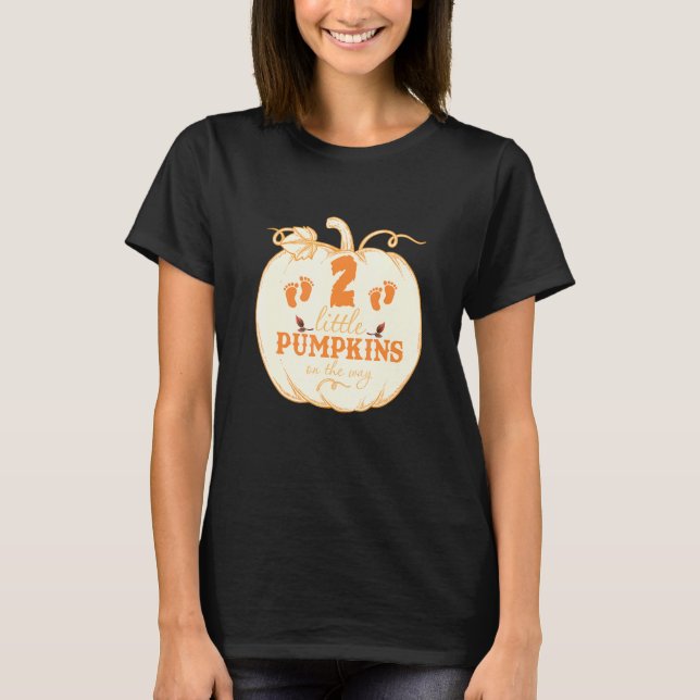 Two Little Pumpkins On The Way Halloween T-Shirt (Front)
