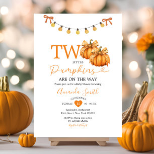 Two Little Pumpkins String Lights Baby Shower Invitation