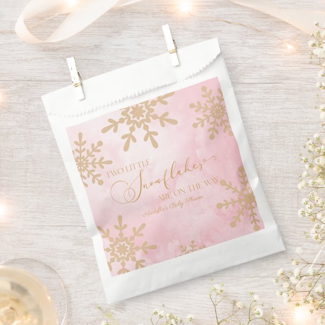 Two Little Snowflakes Winter Twins Baby Shower Favour Bag (Clipped)