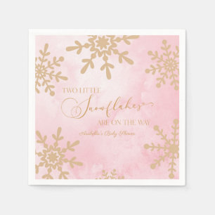 Two Little Snowflakes Winter Twins Baby Shower Napkin
