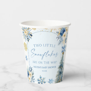 Two Little Snowflakes Winter Twins Baby Shower Paper Cups