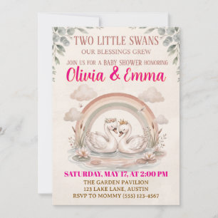 Two Little Swan Baby Shower Invitation