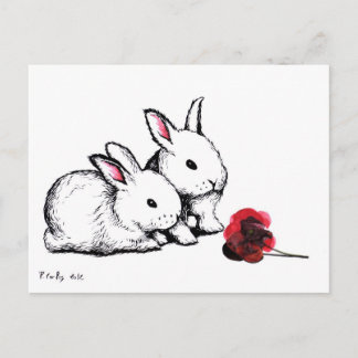 Two Little White Rabbits Postcard