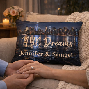 Two Lives Together NYC Skyline Accent Pillow
