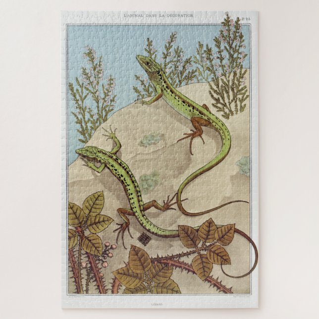 Two Lizards Vintage Illustration Jigsaw Puzzle (Vertical)