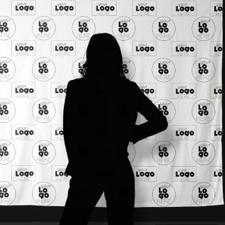 Two Logo Step and Repeat Photo Booth Backdrop Tapestry