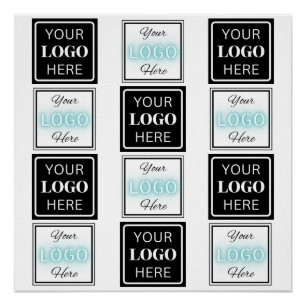 Two Logos Event White Simple Backdrop Poster