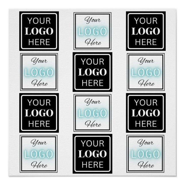 Two Logos Event White Simple Backdrop Poster (Front)