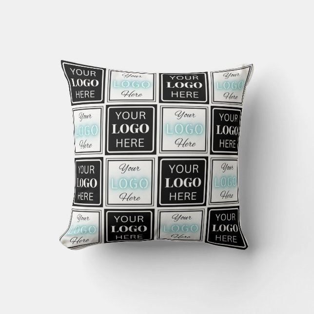 Two Logos Event White Simple Backdrop Throw Pillow (Front)