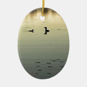 Two loons ceramic ornament