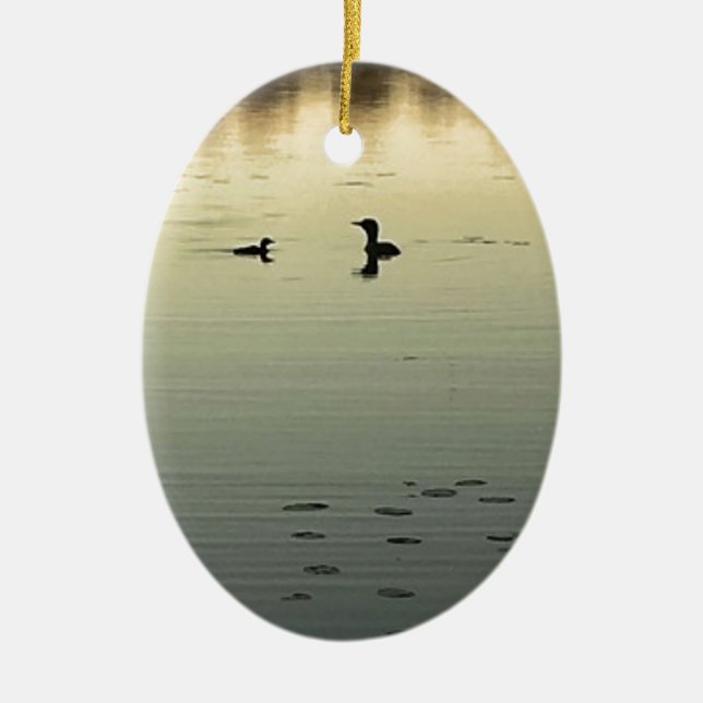 Two loons ceramic ornament (Front)