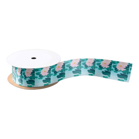 Two Lotus Flowers Satin Ribbon