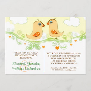 two love birds engagement party invitations