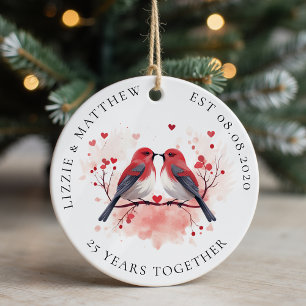 Two Love Birds Wedding Anniversary Photo Ceramic Ornament