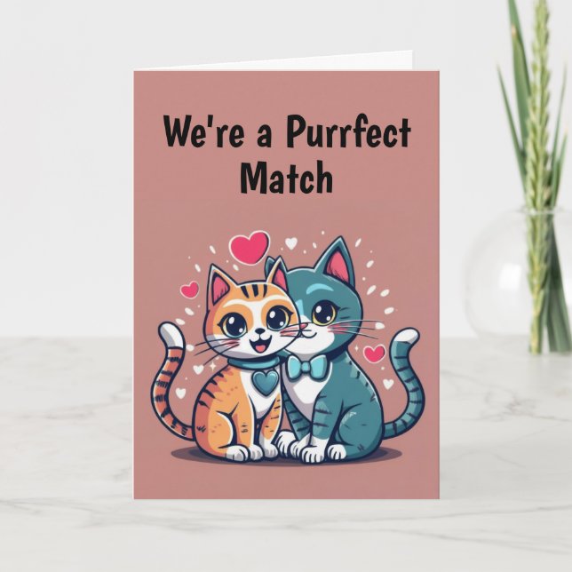 Two Love Cats Valentine's Day Card (Front)