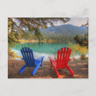 Two Love Chairs at Lakeshore Happy Valentine's Day Holiday Postcard