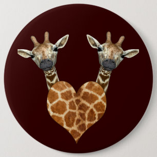 Two Lovely Giraffes 6 Inch Round Button