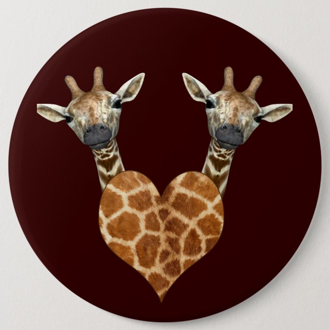 Two Lovely Giraffes 6 Inch Round Button (Front)