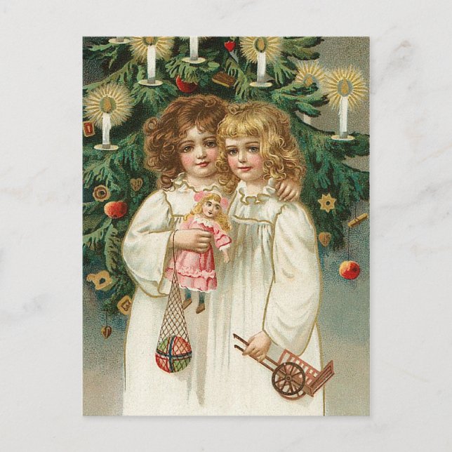 Two Lovely Girls Holiday Postcard (Front)