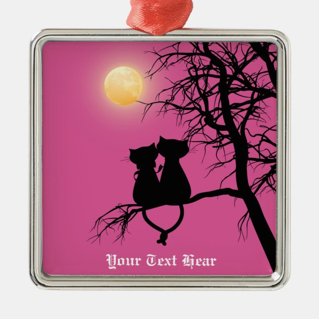 Two Lovers Cat Premium Square Ornament (Front)